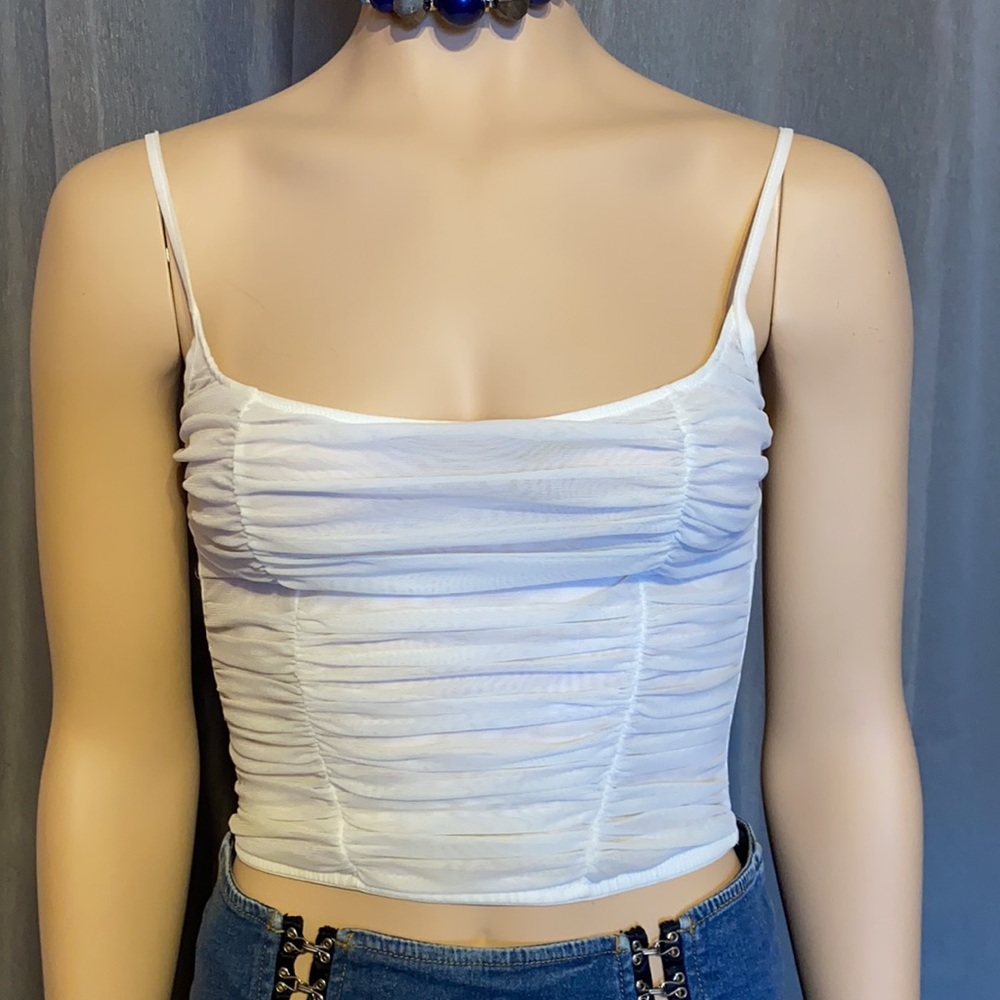 VALERY white mesh Bustier